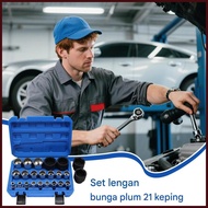 Socket Set Household Sleeve Kit Ergonomic Set of 21 Plum Blossom Socket Wrench Kit for Garage Marine