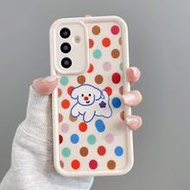 1pc Cute Cartoon Colorful Polka Dot Puppy & Flower Pattern Phone Case, Shockproof Protective Cover F