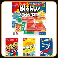Mattel Game 4-Piece Family Game Set AS11- Blocks, UNO, Au No 99, Phase 10 - Total 4-Piece Set BJV44 