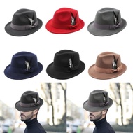 ✿ Fashion Fedora Hat for Party Oktoberfest Gentleman Hat JazzHat with Feather Adult Unisex Costume C