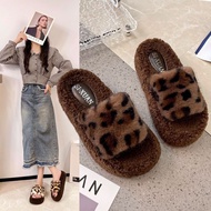 New leopard print furry Shoes for women plus ve New Style leopard print furry slippers women Plush T