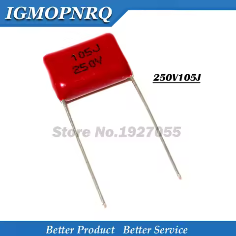 10PCS 250V105J Pitch 15MM Polypropylene film capacitor 250V 105 1uf CBB 250V105 Good quality 250V105