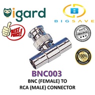 BNC003 BNC (FEMALE) TO RCA (MALE) CONNECTOR