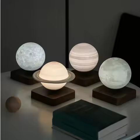 Night Light Creative 3D Magnetic Levitation Moon Lamp Rotating Christmas Led Floating Moon Light Hom