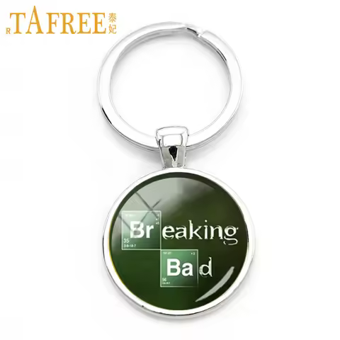 TAFREECharacter Breaking Bad art picture glass cabochon key chain gentleman solid color keychain jew