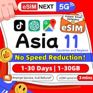 Asia-Pacific region 11 eSIM 5G High Speed TH/SG/ID/VN/ 1-30 Days Thailand travel eSIM Singapore SIM