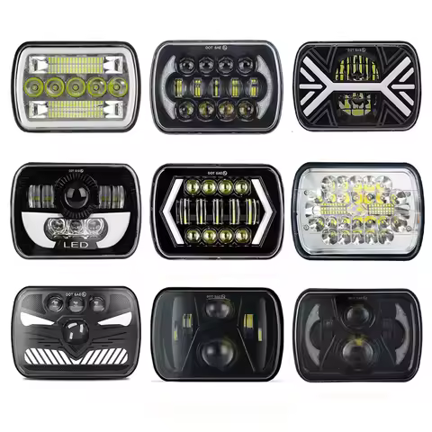 7x6 5X7" Square 7Inch Car LED Headlight Hi-Lo Beam DRL Square Turn Signal Light For Jeep Cherokee XJ