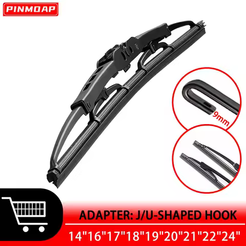 1PC Automotive Iron Frame Windshield Wiper Universal U/J Hook 14"16"17"18"19"20"21"22"24" HD Silent 
