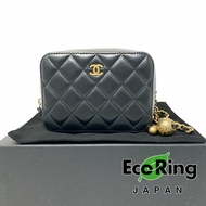 △ Chanel 香奈兒 Mini Black Lambskin Gold-tone Metal Gold Ball Chain Camera Bag No.31迷你黑色羊皮金色金屬金球鏈條肩揹袋 2