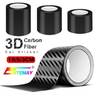 10M 3D Carbon Fiber Car Sticker DIY Paste Protector Strip Auto Door Sill Side Mirror Anti Scratch Tape Waterproof Protect Film