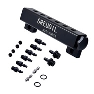 RESO Black 6 Port Vacuum Block Intake Manifold Kit For Turbo Boost 1/8NPT