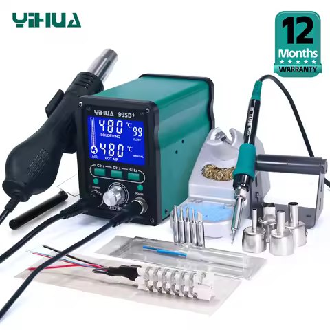YIHUA 995D+SMD Soldering Station With Pluggable Hot Air Gun Soldering iron BGA Rework Station Phone 