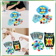 [Wishshopelxn] Wooden Pattern Blocks Geometric Shape Puzzle Toys Geometric Shapes Learning Activitie