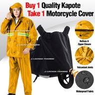 (POCKET KAPOTE ) HIGH QUALITY RAINCOAT WITH MOTORCYCLE COVER KAPOTE VULCANIZE STITCH WITH BAG (MAKAP