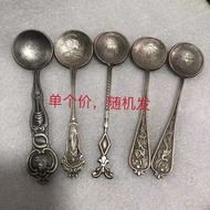 Antique Miscellaneous Pieces Silver Dollar Spoon White Copper Silver Plated Old Silverware Big Qing 