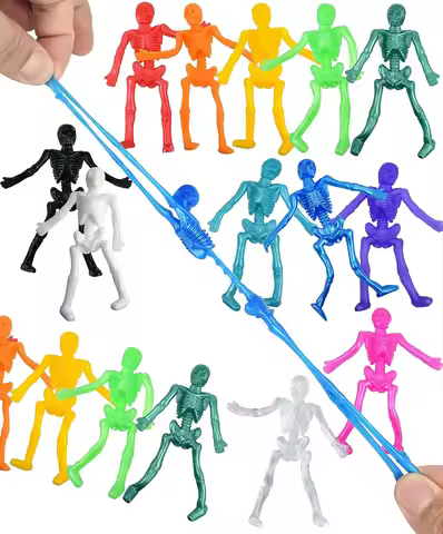 10/100pcs Stretchy Skeleton Toys For Kids Assorted Color Stretchy Skull Squishy Toys For Kids Hallow