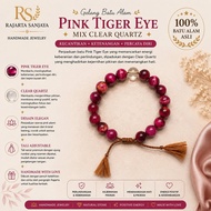 Pink Tiger Eye Mix Clear Quart Stone Bracelet | Pull Ulur