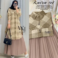Setelan Rok Tunik Kaira set Bahan Katun Haruka Mix Plisket LD 107cm PJ Rok 90cm Kancing Aktif Busui