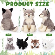 Honoson 5 Pcs Wolf Plush Toy Set 14 Inch Mommy Wolf Stuffed Animal with 4 Babies Soft Plushie for Bo
