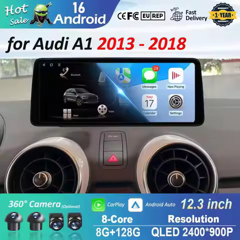 12.3 inch Android 16 for Audi A1 2013 - 2018 Car Radio Multimedia Player Bluetooth 4G DSP Stereo HD 