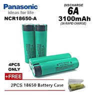 PANASONIC-NCR18650 A Rechargeable Battery (3100mAh 6A) FT FREE CASE 4PCS Original (READYSTOK) MNA GA