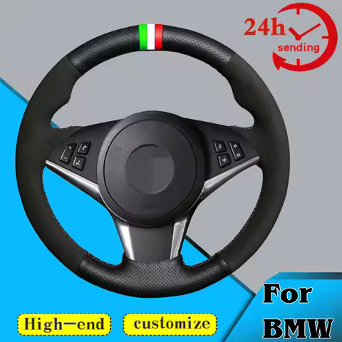 Custom Car Steering Wheel Braid Cover Soft 100% Fit For BMW E60 E61 (Touring) 530d E63 2003-2010 E64