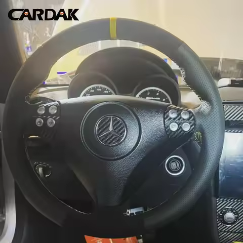 Black Suede Leather Car Steering Wheel Cover for Mercedes benz C-Class W203 SLK-Class R171 SLK200 20