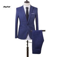 skystar Groom Suit Well-knit Lightweight Slim Fit One Button Groom Suit
