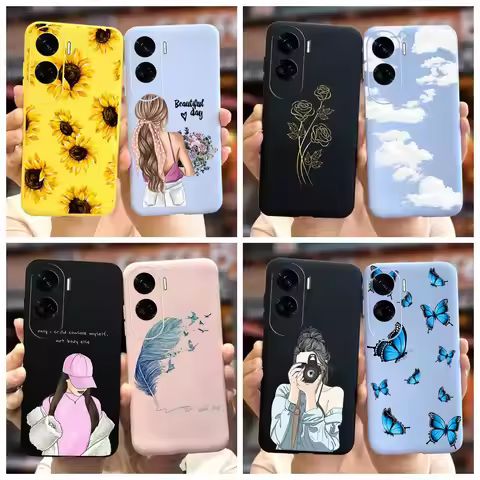 For Honor 90 Lite Case Luxury Cartoon Gilrs Sunflower Painted Cover Soft Silicone Phone Case For Hon
