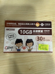 CUniq Saudi Arabia Egypt Turkey 10GB Data SIM Card 沙特 土耳其 埃及 SIM card 今年到期 電話卡