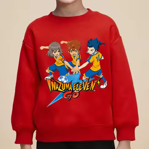 Inazuma Eleven Go Cartoon Print Kids Sweatshirts Crew Neck Tops Boys Girls Long Sleeve Casual Pullov