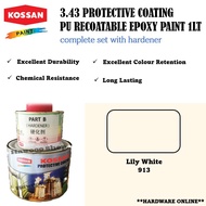 (LILY WHITE) 1LT KOSSAN PAINT PU PAINT EPOXY PU 3.43 FOR METAL/FLOOR/BOAT/TILE