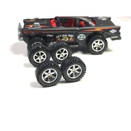 Z06# Hotwheels Rubber Wheels Tayar Getah TE37 Chrome 4x4 OFFROAD Long Axle