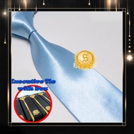 Tie mintbiru large width 4 inch or 9 to 10 cm adult plain shiny sse trade center