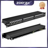 ZoeRax CAT6a 24-Port Patch Panel - 19 Rack Mount Shielded RJ45 Supports10Gbps for Gigabit Network Sw