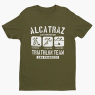 Vintage Retro Alcatraz Penitentiary Swim Team Military Green T-Shirt