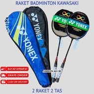 RAKET BADMINTON BULUTANGKIS  KAWASAKI 2 RAKET FREE TAS
