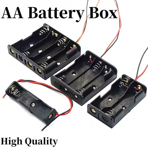 1PCS AA Battery Case AA Battery Box 1/2/3/4 Slot AA Battery Holder 14500 AA Storage Box DIY With Lea