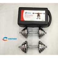 Dumbbell Set MAX 20Kg CHROME Barbell Set Dumble FITNESS Equipment COWFISH (20Kg)