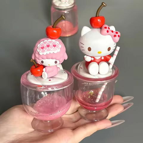 Original Sanrio Characters Colorful Beverage Series Blind Box Kawaii Pendentif Botie Surprises Hello