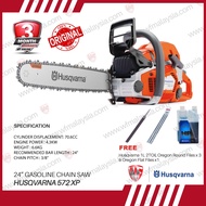 Husqvarna 572XP 70.6cc 5.8Hp 24" Auto Tune Chainsaw FOC Husqvarna 2T OIL 1L Oregon files x3 & Oregon
