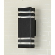 good.garden29-EILON Modern Wall Lamp Square Cylinder Shape 2*E27 Height 300mm IP65 Model MVW003B Bla