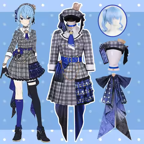 Vtuber Hololive Hoshimachi Suisei Costume Set Wig Hat Blazer Cosplay Event Dress Up Party Anime Game