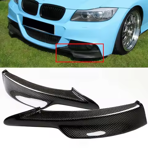 CITALL 2PCS Carbon Fiber Style Car Front Bumper Splitter Spoiler Fit for BMW E90 E91 328i 325i LCI M