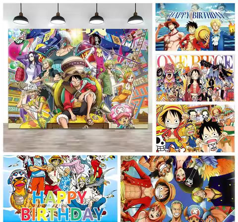 Luffy One Piece Anime Photography Backdrop Children's Boys Birthday Party Pirate Ship Background Cus