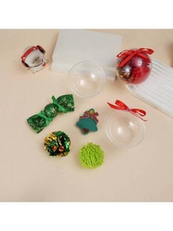 Conjunto de 4 bolas navideñas transparentes con juguete para gato colgando del árbol de navidad, regalo de mascota con juguete de hierba gatera y dulces, incluye caja de regalo con campana rodante y bola de papel arrugado decorada con una atmósfera festiva. Divertido conjunto de juguetes de Acción de Gracias para gatos.