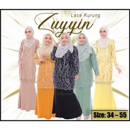[Size: 34-55] Zuyyin Lacey Kurung. Baju kurung lace exclusive. Baju kurung plussize. Baju kurung extra plussize.