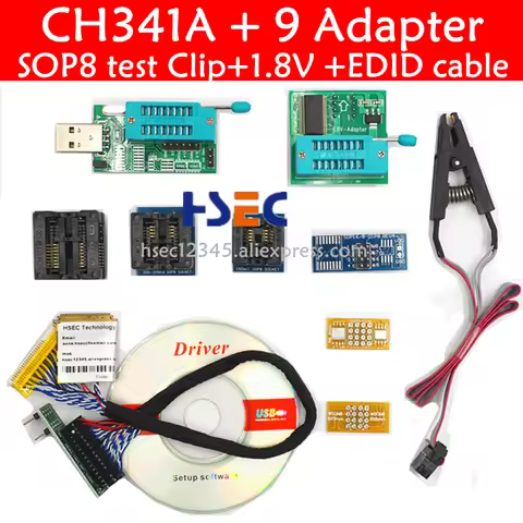 CH341A USB Programmer SOIC8 SOP8 Test Clip 1.8V Adapter SOP16 SOP8 Adapter EDID cable For Iphone 24 