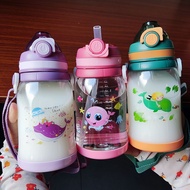 * Transparent Baby Water Bottle 400 ml A Cute Sticker Portable With Hand Strap.