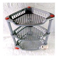 BL - Gray Triangle Corner Mini Shelf 3-Tier Multipurpose Mini Shelf/ Plastic Shelf/